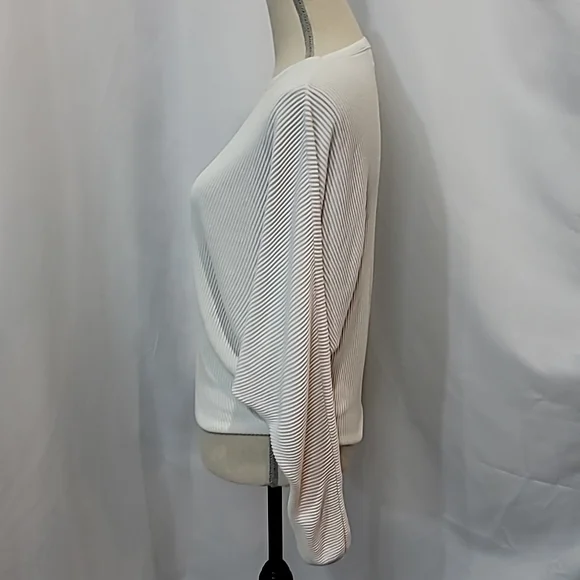 WILFRED Ribbed Viscose Linen Blend Parachute Drop Shoulder Top Blouse - Picture 4 of 9